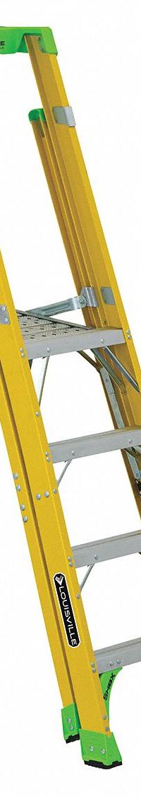 LOUISVILLE LADDER Platform Stepladder: Fiberglass, 375 lb Load Capacity, 34 lb Wt, 14.3 in x 19 in (MPN FCP1404HD). Key specifications — Brand: LOUISVILLE LADDER.