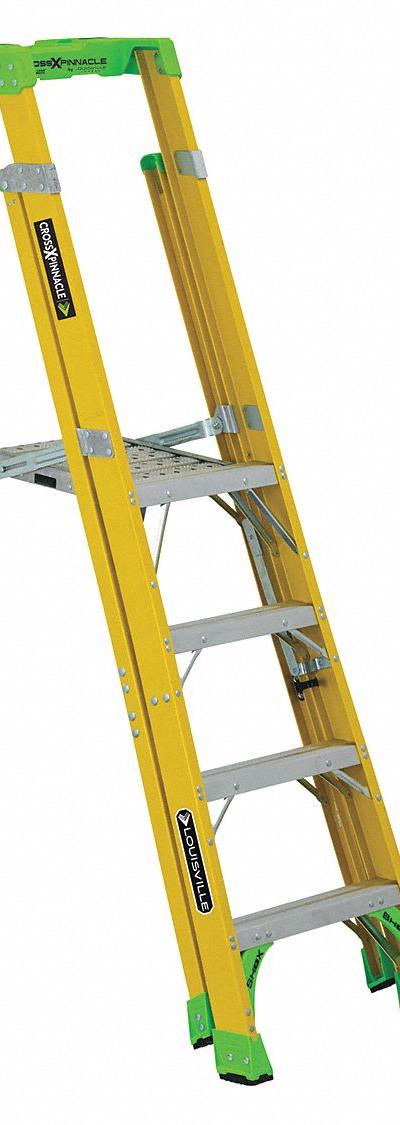 LOUISVILLE LADDER Platform Stepladder: Fiberglass - Leaning Podium Ladders