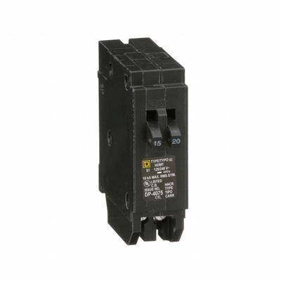 SQUARE D Miniature Circuit Breaker: 15/20 A, 120/240V AC, Single Phase - HOM Series, Plug-In Square D Miniature Circuit Breakers
