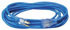 SOUTHWIRE Extension Cord: Outdoor Use, 25 ft Lg, Outlet, 5-15P, 16/3, SJTW, Blue, Single Connector (MPN 2367SW8806). Key specifications — Brand: SOUTHWIRE; Temperature Rating: -58° to 140°F; NEMA Plug Configuration: 5-15P.