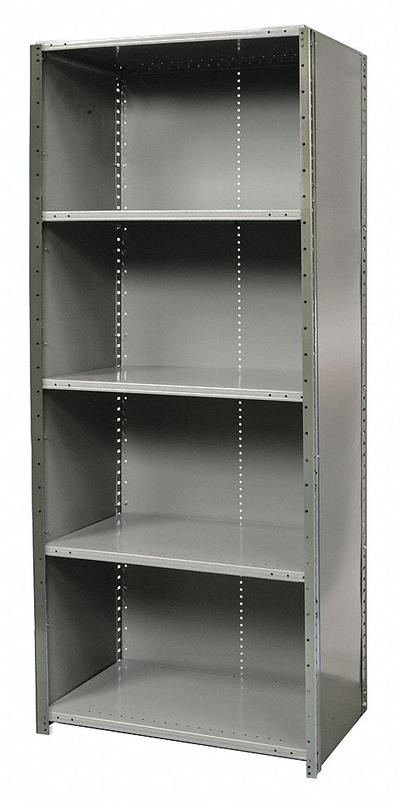 HALLOWELL Metal Shelving: Standalone, Heavy-Duty, 36 in x 12 in, 84 in Overall Ht - Heavy-Duty Standalone Closed Metal Shelving