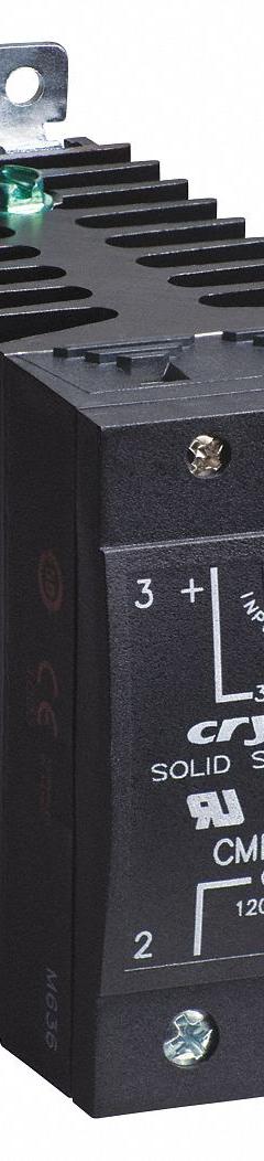 CRYDOM Solid State Relay: DIN-Rail Mounted, 45 A Max Output Current, SCR, AC Output (MPN CMRA4845). Key specifications — Brand: CRYDOM; Current Type: AC; Electrical Connection: Cage Type; Finger Safe: Yes; Input Current: 15 mA; Maximum Output Current without Heat Sink: 45 A; Mounting Style: DIN Rail; Output Voltage: 48 to 530V AC.