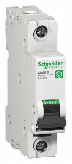 SCHNEIDER IEC Supplementary Protector: 40 A Amps, 60V DC, 10kA at 120/240V AC, Screw Clamp, C60SP, C (MPN M9F22140). Key specifications — Brand: SCHNEIDER; Terminal Connection: Screw Clamp; DC Voltage Rating: 60V DC; Max. AIR Rating: 10kA at 120/240V AC; Series: C60SP; AC Voltage Rating: 240/415V AC; Curve Type: C.