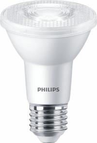 PHILIPS Compact LED Lamp: LED, PAR20, Medium Screw (E26), 5.5 W Watt, 3000K, 600 lm Light Output (MPN 5.5PAR20/COR/F40/930/DIM/P/T20-6/1FB). Key specifications — Bulb Finish: Clear; Color Temperature: 3000K; Shatter-Resistant: Yes; Brand: PHILIPS; Voltage: 120V; Bulb Shape: PAR20.