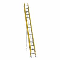 WERNER Extension Ladder: 28 ft Ladder Size, Fiberglass, 375 lb Load Capacity, 67 lb Wt, 2 Sections (MPN D7128-2). Key specifications — Color: Yellow; Brand: WERNER; Included Features: Rope and Pulley; Removable Fly: Removable.