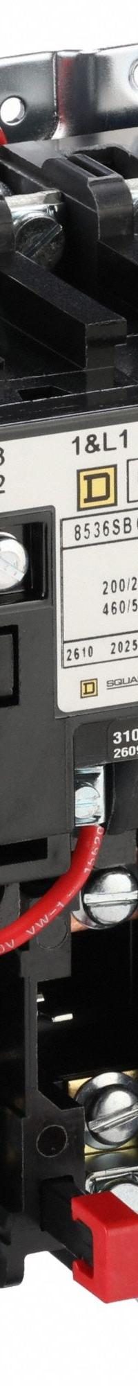 SQUARE D Magnetic Motor Starter: Non-Reversing, 3 Poles, NEMA Size 0, 18 A, 480V AC Coil (MPN 8536SBO2V06). Key specifications — Brand: SQUARE D; Coil Voltage: 480V AC; Phase: Three; Operator: None; Terminal Connection Type: Screw Clamp Terminals; Includes Pilot Light: No; Operator Controls: None; Auxiliary Contacts Included: No Auxiliary Contacts Included.