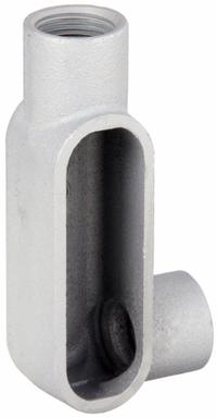 Conduit Outlet Body: Iron, 1/2 in Trade Size, LR Body, 4 cu in Body Capacity, Threaded Hub (MPN LR17). Key specifications — Finish: Powder Coated; For Use With: RMC; Brand: HUBBELL KILLARK; Hub Style: Threaded; Mfr. Series: Duraloy 7.