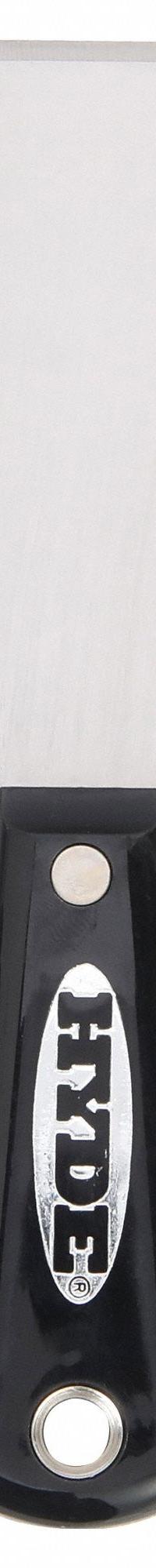 HYDE Putty Knife: Bld. Mat. Carbon Steel, Hdl. Mat. Nylon, Stiff, Straight Bld. Shape (MPN 02050). Key specifications — attr1004902: HYDE; attr1012057: Full; attr1014703: Plastic; attr1017570: Standard End; attr1029655: Straight; attr1034073: Straight.