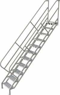 TRI-ARC Portable Stairs: 11.9 ft Overall Ht, Steel, 450 lb Load Capacity, Perforated, 11 Steps (MPN WISS111246). Key specifications — attr1050559: Gray; attr1050557: TRI-ARC.