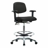 ESD/Cleanroom Task Chair: Vinyl, Arms Included, Ht Range 26 1/4 in to 36 in, 19 in Seat Wd, Adj (MPN BR-NECR-HBCH-CR-T1-A1-CF-EC-ESDBLK). Key specifications — Foot Support: Yes; Back Tilt Backward: 13.5°; Back Tilt Forward: 10.5°; Base Material: Aluminum; Brand: APPROVED VENDOR; Product Type: Cleanroom Task Chair; Cleanroom Class: ISO 5; ESD-Safe: ESD-Safe.