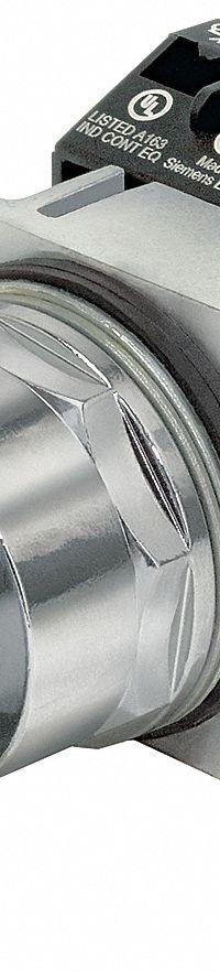 SIEMENS Mushroom Head Push Button: Illuminated, Mushroom Head Profile, Metallic, 30 mm, 1NO/1NC (MPN 52PP2E3AB). Key specifications — Brand: SIEMENS; Action: Maintained; Series: Class 52; Push Button Material Type: Metallic.