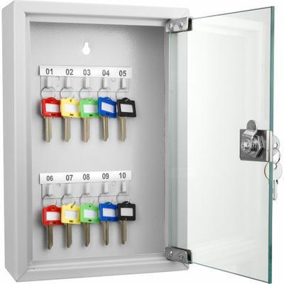 BARSKA Key Cabinet: 10 Key Capacity, Single Key Lock, Steel, Gray, 11 3/4 in Ht - Key Cabinets with Key Lock