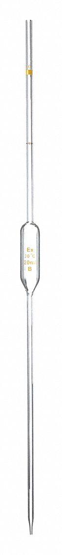 APPROVED VENDOR Volumetric Pipette: 20 mL Capacity, 20 mL Graduation Increments, Non-Sterile, Glass (MPN 5PTE7). Key specifications — attr1080643: Non-Sterile; attr1073884: APPROVED VENDOR; attr1080635: Not Individually Wrapped; attr1080640: Volumetric; attr1080636: Glass; attr1080641: Volumetric Pipette.