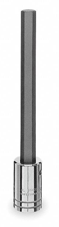 PROTO Socket Bit: 1/2 in Drive Size, Hex Tip, 5/8 in Tip Size, 7 3/16 in Overall Lg, Fixed Insert (MPN J54415/8XL). Key specifications — attr1204765: Fixed Insert; attr1204767: PROTO.
