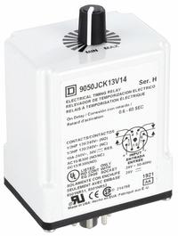 SCHNEIDER Single Function Time Delay Relay: Socket Mounted, 24V AC/DC, 10 A, 8 Pins/Terminals (MPN 9050JCK13V14). Key specifications — Contact Rating (AC): 10 A @ 120/240V; Brand: SCHNEIDER.