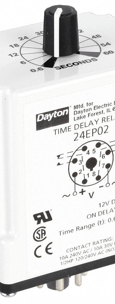 DAYTON Single Function Time Delay Relay: Socket Mounted - Socket-Mounted Relays