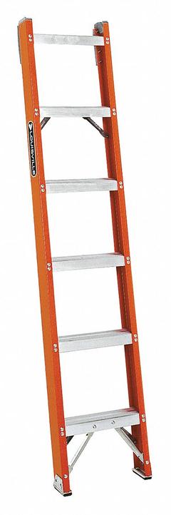 LOUISVILLE LADDER Straight Ladder: 6 ft Ladder Size, Fiberglass, 300 lb Load Capacity, 11 lb Wt (MPN FH1006). Key specifications — Color: Orange; Brand: LOUISVILLE LADDER; Shoe Type: Slip-Resistant.