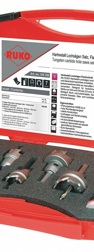 ROTHENBERGER Hole Saw Kit: 7 Pieces - Multi-Material-Cutting Hole Saw Kits