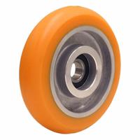 HAMILTON Caster Wheel: 5 in Wheel Dia., 1 1/4 in Wheel Wd, Polyurethane, 450 lb Load Rating, Orange (MPN W-512-EMB-3/8). Key specifications — Brand: HAMILTON; Tread Shape: Ergo-Tech™; Wheel/Tread Color: Orange.
