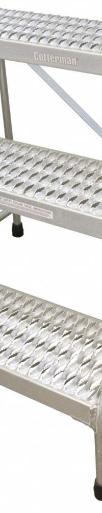 COTTERMAN Step Stool: 3 Steps, 1.7 ft Overall Ht, 500 lb Load Cap, Aluminum, 2.5 ft Standing Ht (MPN 4503N3232A3E10C50P1). Key specifications — Brand: COTTERMAN; Color: Gray.