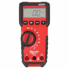 MILWAUKEE Digital Multimeter: TRMS, CAT III 600V, 600 V Max AC Volt Measurement, IP64 (MPN 2216-20). Key specifications — Instrument Counts: 9,999; Brand: MILWAUKEE; Calibration Certificate Included: Not Included.