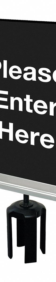 TENSABARRIER Vertical Acrylic Sign: Black, Please Enter Here (Double Sided) Message, 7 in Overall Wd (MPN SIGN-0711-250-33-V-S01 BRKT-HDSC-1P). Key specifications — Brand: TENSABARRIER; Color: Black; Includes: Sign Bracket; Message: Please Enter Here (Double Sided); For Use With: Bracket/Frame Holder; Material: Plastic.