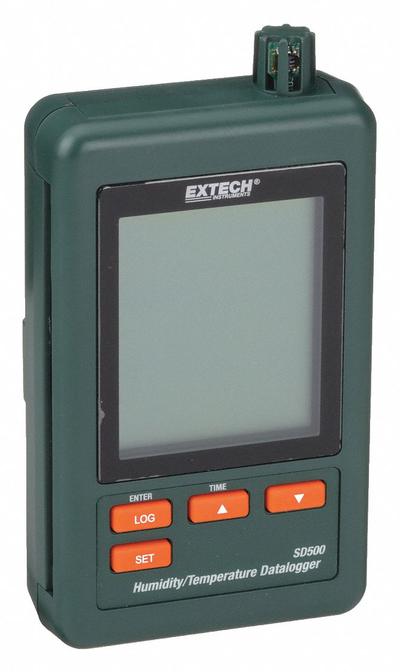 EXTECH Data Logger: 10%to 90% Relative Humidity Measured, 32°F to 122°F, 0°C to 50°C - Temperature & Humidity Data Loggers