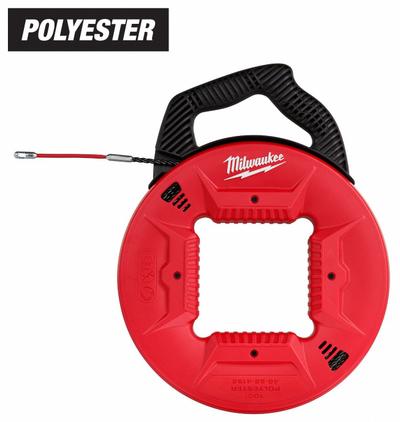 MILWAUKEE Fish Tape: 100 ft Lg, Manual Wind Tape Retraction, Spiral Tape Shape - Non-Conductive Fish Tapes