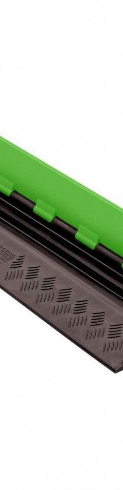 HI-VIZ CABLE PROTECTOR: 2 Channels, 3/4 in Max Cable Dia, 28 3/8 in Wd, 1 1/4 in Ht, 36 in Lg (MPN GD2X75-FLG/B). Key specifications — Connection Style: Dog Bone; Material: Polyurethane; Color: Fluorescent Green/Black.