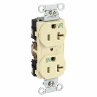 HUBBELL Receptacle: Duplex, 5-20, Ivory, 125V AC, 20 A, 2 Pole / 3 Wire (MPN BR20IWR)
