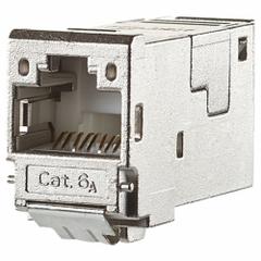 METZ CONNECT Module Jack: Cat6A, Data/HDBaseT/Power, 8 Poles, Straight, Cable, Female Straight (MPN 130910-I). Key specifications — Housing Material: Zinc Die-Cast; Mounting Type: Cable; Connector Color: Metallike; Performance Category: Cat6A; Application: Data; Connection Type: Insulation Displacement; Connector Gender: Female; Connector Orientation: Straight.