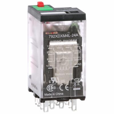 SCHNEIDER General Purpose Relay: Socket Mounted, 6 A Current Rating, 24V AC, 4PDT - Socket-Mounted Relays