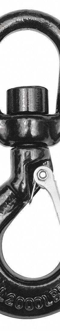 DAYTON Slip Hook: 2,000 lb Working Load Limit, 80 Hook Grade, Alloy Steel, 3/8 in Material Thick (MPN 1DNH6). Key specifications — Color: Black; Brand: DAYTON; Visual Indicator Markings: None.