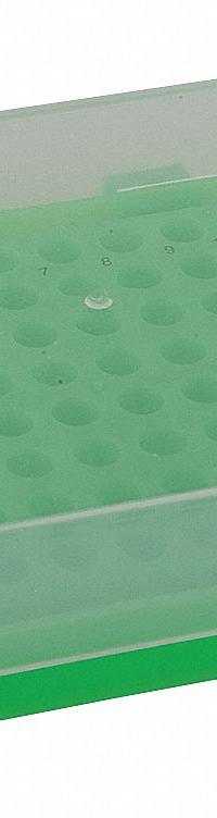 Tube Rack: 3 1/2 in Overall Wd, 1 1/4 in Overall Ht, 5 in Overall Lg, Polypropylene, Green, Benchtop (MPN HS23461D). Key specifications — Material: Polypropylene; Mounting Location: Benchtop; Color: Green; Product Type: Test Tube Rack; Total Holding Capacity: (96) Wells; Brand: HEATHROW SCIENTIFIC.