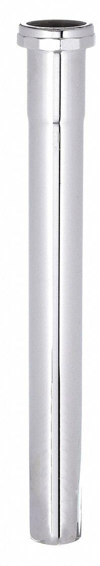 APPROVED VENDOR Extension: Brass, Chrome, Silver, 1 1/4 in Nominal Pipe Size, 12 in Overall Lg, Slip (MPN 1PNP5). Key specifications — Finish: Chrome; Includes: Nut and Washer; Brand: APPROVED VENDOR; Connection Type: Slip.
