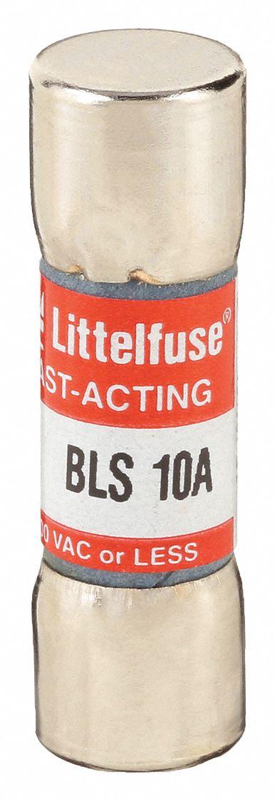 LITTELFUSE Fuse: BLS Series, Midget, Fast-Acting, 10 A, 250 V AC - Fast-Acting Cylindrical Fuses