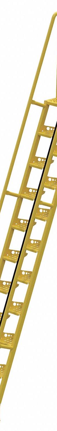 VESTIL Alternating Tread Stairs: 15.5 ft Overall Ht, Steel, 350 lb Load Capacity, Perforated (MPN ATS-12-68). Key specifications — Color: Yellow; Brand: VESTIL.