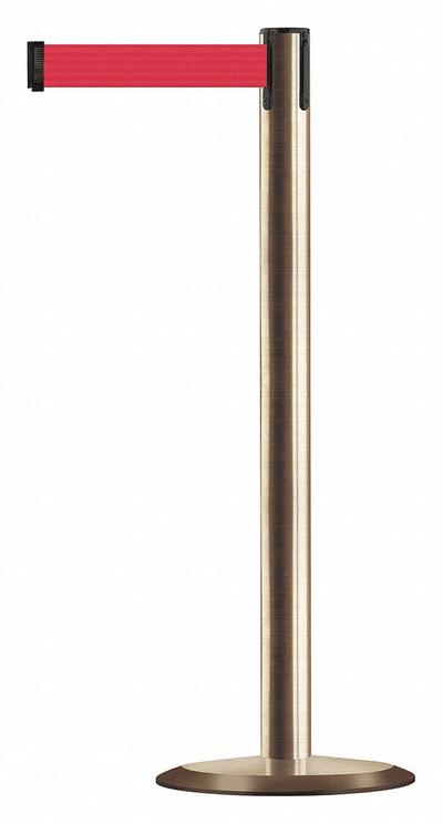 TENSABARRIER Barrier Post with Belt: Red, No Pattern, No Legend, 13 ft Belt Lg - Solid-Color Retractable Belt Post Barriers