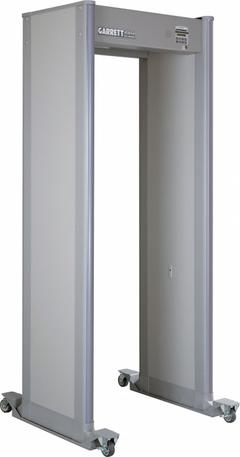 GARRETT METAL DETECTORS Walk-Through Metal Detector: 33 Zones, 87 in x 37 1/2 in x 23 in (MPN 1168442). Key specifications — attr1082567: Lithium; attr193648: GARRETT METAL DETECTORS; attr1082560: Sound; attr1082582: Battery Operated.