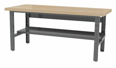 GREENE MANUFACTURING, INC. Workbench: Adj Ht, Hardwood/Maple, 72 in x 30 in - Workbenches with Lower Shelves