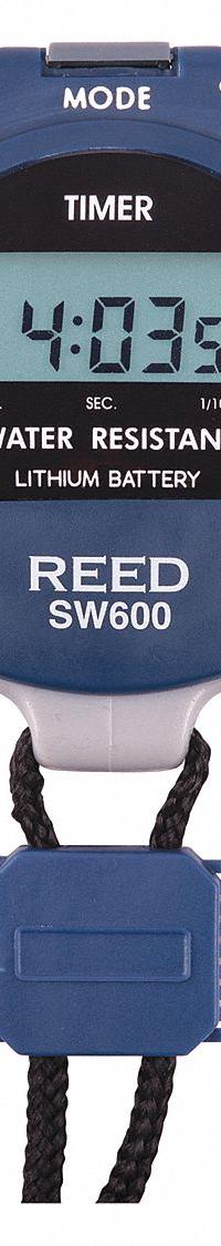 REED INSTRUMENTS Stopwatch,Digital,48",Nylon Lanyard: +/-3 Seconds Per Day, Count Up, LCD, Audible (MPN SW600). Key specifications — Count Direction: Count Up; Accuracy: +/-3 Seconds Per Day; Alarm Type: Audible; Calibration Certificate Type: Not Certified; Digital Display Screen Type: LCD; Maximum Time Capacity: 23 hrs, 59 minutes, 59 seconds; Resistance Properties: Water Resistant; Brand: REED INSTRUMENTS.