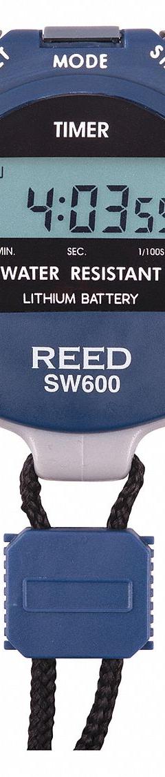 REED INSTRUMENTS Stopwatch,Digital,48",Nylon Lanyard: +/-3 Seconds Per Day, Count Up, LCD, Audible (MPN SW600). Key specifications — Count Direction: Count Up; Accuracy: +/-3 Seconds Per Day; Alarm Type: Audible; Calibration Certificate Type: Not Certified; Digital Display Screen Type: LCD; Maximum Time Capacity: 23 hrs, 59 minutes, 59 seconds; Resistance Properties: Water Resistant; Brand: REED INSTRUMENTS.