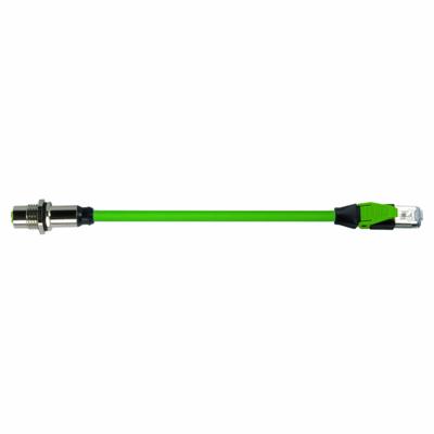 MURRELEKTRONIK Cordset: Cat6, M12 Male Straight x RJ45 Female Straight, 10 m Lg, PUR, Green - M12 Connector to RJ45 Connector Cordsets