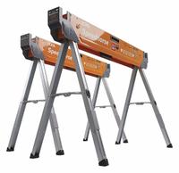 BORA Saw Horse: Fixed Ht, Steel, 3 in Overall Wd, 1,500 lb Overall Load Capacity, 1 PR (MPN PM-4500T). Key specifications — Height Adjustability: Fixed Height; Brand: BORA; Portability: Fold-Up Legs; Top Material: Steel; Included Components: No Additional Components; Features: Non-Sequential Leg Folding; Clamping System: Brackets; Assembly: Fully Assembled.