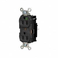 HUBBELL Receptacle: Hospital Grade, Duplex, 5-20R, Black, 125V AC, 20 A, 2 Pole / 3 Wire (MPN HBL8300STBK)
