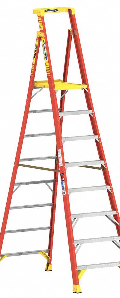 WERNER Podium Stepladder: 10 ft Ladder Size - General Purpose Podium Stepladders
