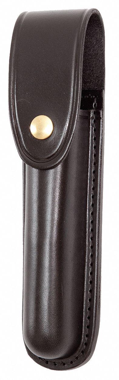 GOULD & GOODRICH, INC. Flashlight Pouch: Black, Leather, Basket Weave - Duty Equipment Pouches