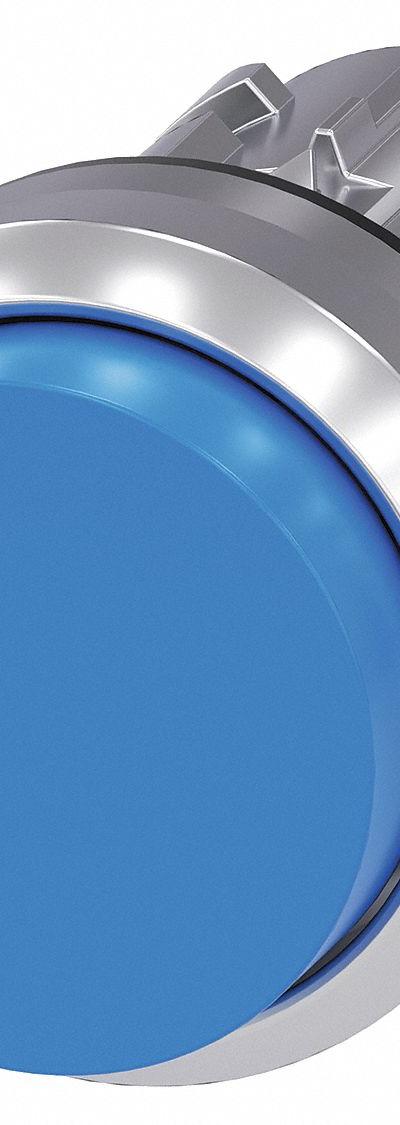 SIEMENS Extended Push Button: Blue, 22 mm Mounting Size, Metallic, Momentary - Extended-Length Push-Button Operators