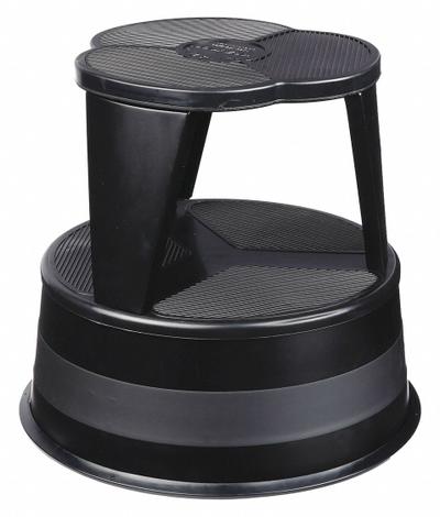 CRAMER Step Stool: 14.5 in Overall Ht, 350 lb Load Cap, 2 Steps, Steel - Round Rolling Step Stools