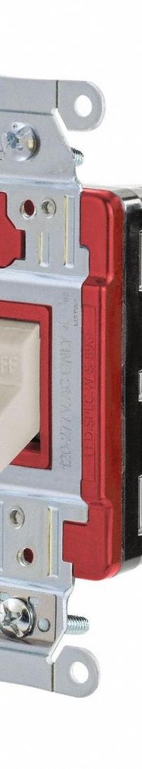 HUBBELL Wall Switch: Toggle Switch, Single Pole, Maintained, Light Almond, 120/277V AC, 20 A (MPN HBL1221STLA). Key specifications — Illuminated: No; Voltage Rating: 120/277V AC.